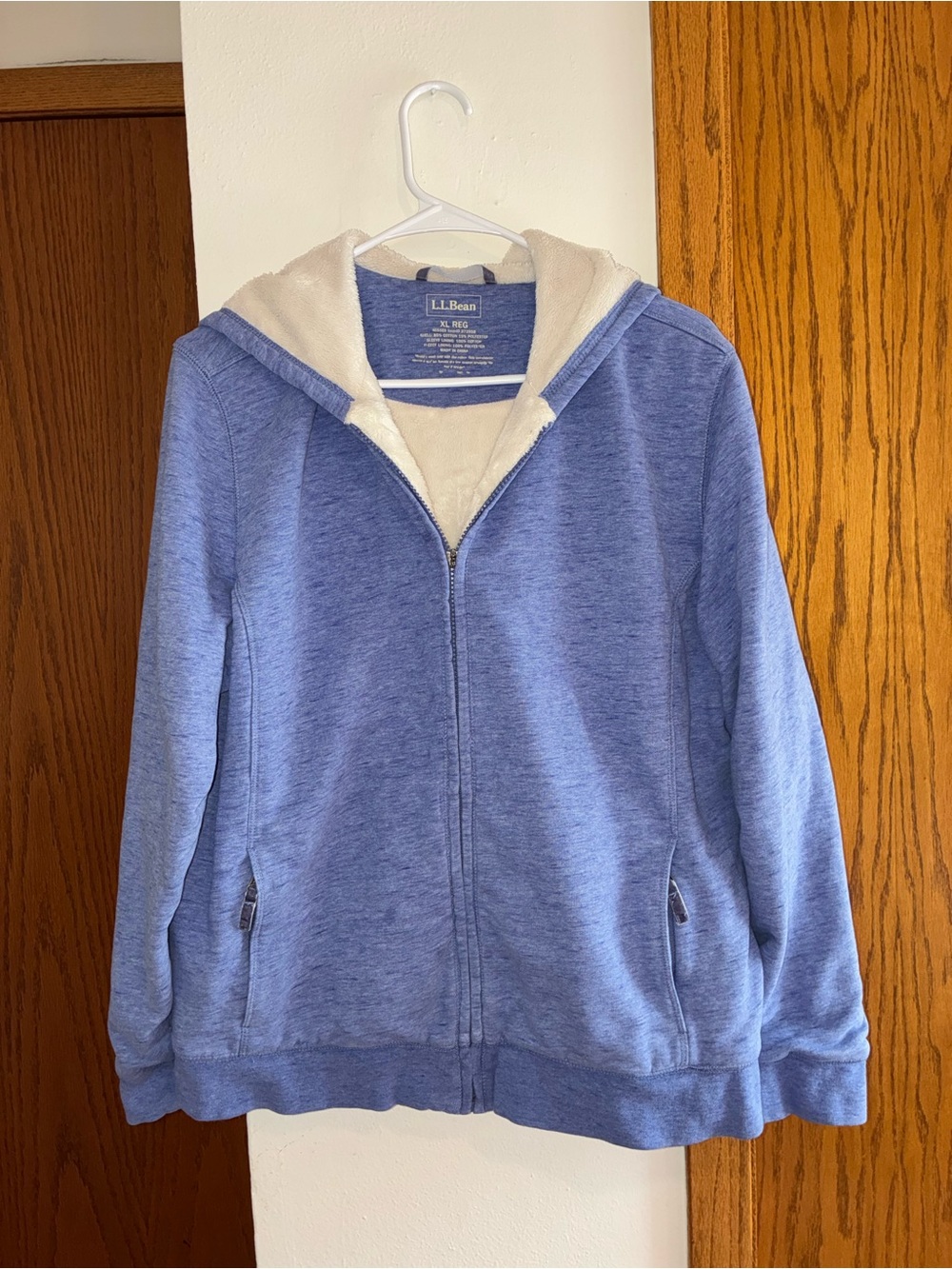 L.L.Bean Heather Blue Sherpa-Lined Zip Hoodie